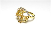 Sterling silver citrine ring with cubic zirconia