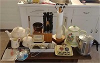 KT- Vintage Tea Sets, Metal Tea Leaf Holder & More