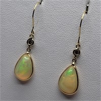 $1800 14K Opal  Diamond Earrings
