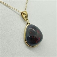 $1800 14k/10K Black Opal Necklace