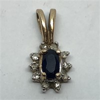 $600 10K  Diamond Sapphire Pendant