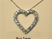 Sterling Silver Blue Topaz Pendant With Chain