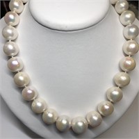$600 S/Sil Fw Pearls CZ Necklace