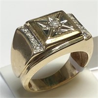 $4509 10K  Diamond 8.88Gm Men'S Ring