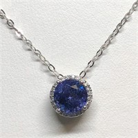 $5200 10K Tanzanite 24 Diamonds Necklace