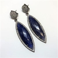 $799 S/Sil Sodalite Cubic Crystals Earrings