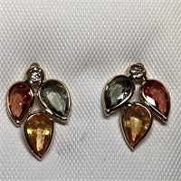 $3122 14K Fancy Sapphire  Diamond Earrings