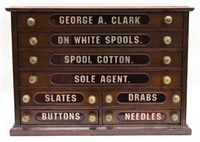 George A Clark Spool Cabinet Glass Front Drawers