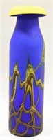 Tall Blue & Yellow Baijab Glass Vase-Russian