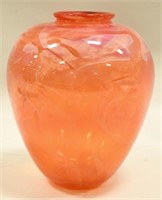 Douglas Becker Orange Art Glass Vase