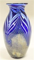 Joel Bloomberg Cobalt Pulled Feather Vase