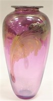 Douglas Becker Purple & Gold Art Glass Vase