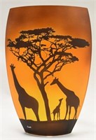 Polish Badash Giraffe Savannah Art Glas Vase