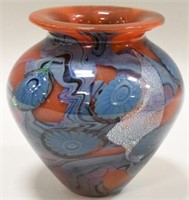 Orange Silver Flake Glass Vase By Robert Eickholt