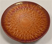 Carlson Ruby & Orange Stretch Glass Footed Plate