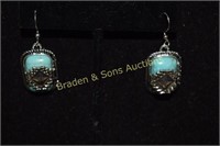 LADIES STERLING SILVER AND TURQUOISE EARRINGS