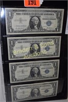 GROUP OF 4 SERIES 1957 $1.00 SILVER CERTIFICATE