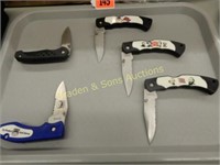 GROUP OF 5 NEW FOLDING POCKET KNIVES