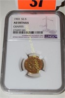 NGC GRADED AU DETAILS 1903- $2.50 CENT GOLD COIN