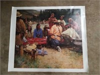Signed H.Terpning "Friendly Game" Print on Canvas