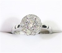 10K White gold round brilliant cut diamond ring,