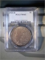 1921 D PCGS MS63 Morgan Silver Dollar