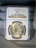 1921 S NGC MS62 Morgan Silver Dollar