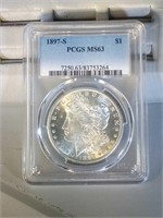 1897 S PCGS MS63 Morgan Silver Dollar