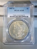1887 S PCGS AU55 Morgan Silver Dollar