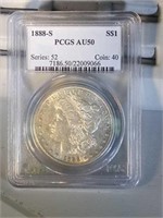 1888 S PCGS AU50 Morgan Silver Dollar