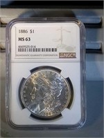 1886 NGC MS63 Morgan Silver Dollar