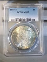 1885 S PCGS MS62 Morgan Silver Dollar