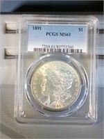 1891 PCGS MS61 Morgan Silver Dollar