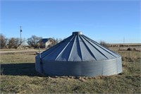 Grain Bin top with one ring still assembled,