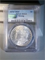 1878 7/8 strong TF PCGS MS64 Morgan Silver Dollar