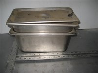 Lot of 2 Stainless Steam Pans W? Drains and Lids