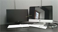 Mac and HP monitor, 3 keyboards