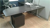 Corner desk, 2 drawer file cabinet and locking