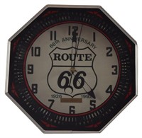 ROUTE 66 66th Anniversary Neon Clock