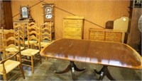 Banded Mahogany double pedistal table