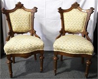 Pair of walnut victorian side chairs