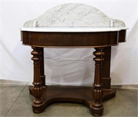 Marble top half moon hall table