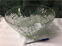 PRESSED GLASS PUNCH BOWL AND GLASSES