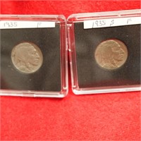2 1935 Buffalo Nickels