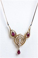 Jewelry 14kt Yellow Gold Ruby & Diamond Necklace