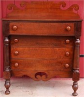 EARLY 19TH C. COLUMN FRONT CHEST, PROBABLY OHIO