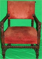 LATE 19TH C. ARM CHAIR W/CARVED FULL FIGURED LADY