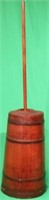 19TH C. WOODEN BUTTER CHURN W/IRON BANDS,