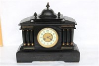 FRENCH MARBLE MANTLE CLOCK W/ COLUMN FRONT,