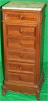 EARLY 20TH C. FRENCH 6 DRAWER CHEST W/ MARBLE